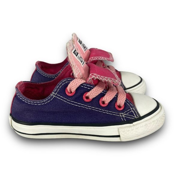 Converse Chuck Taylor Double Tongue Sneakers 732566F Purple Pink Toddler 6 - Picture 3 of 9